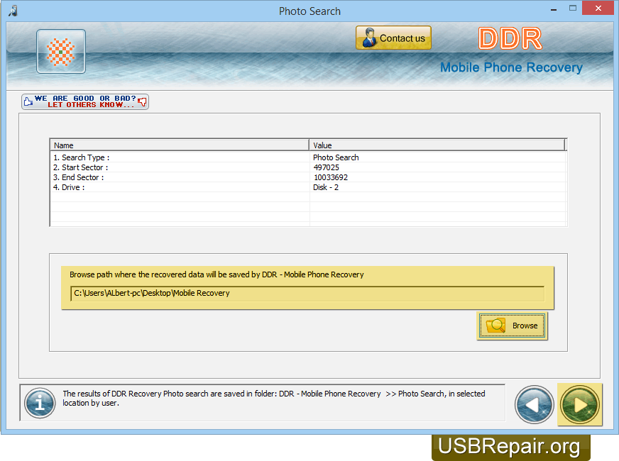 USB Repair Mobile Phone Data Recovery Software screenshots to recover photo